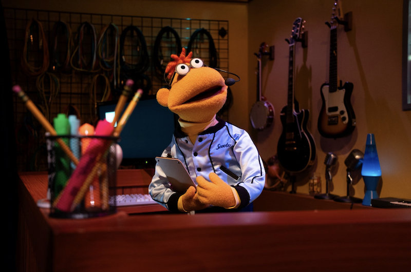 A photo of the actual Scooter Muppet being used for motion capture.