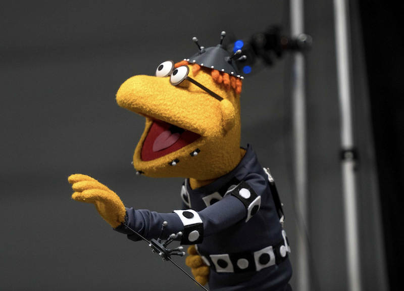 A detailed image of the Scooter Audio-Animatronics figure in the studio.